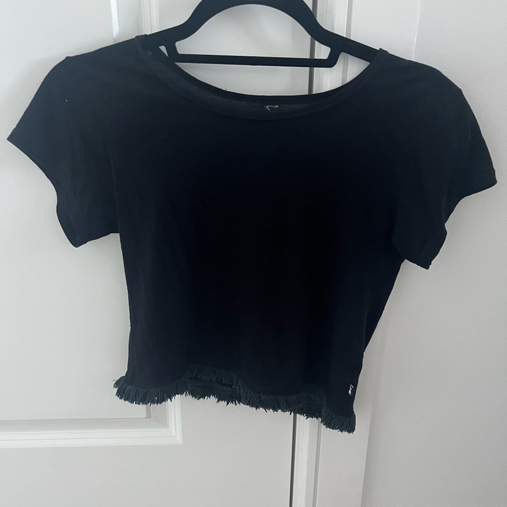 47 Street Black Fringe Hem Women's Tee
